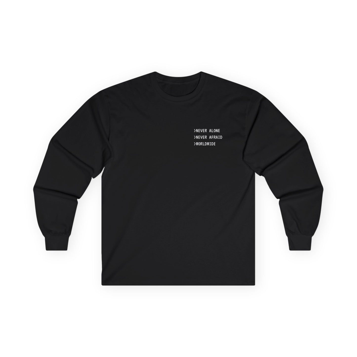 Never Alone, Never Afraid – Hackspawn Worldwide Burn Signal Long Sleeve Shirt